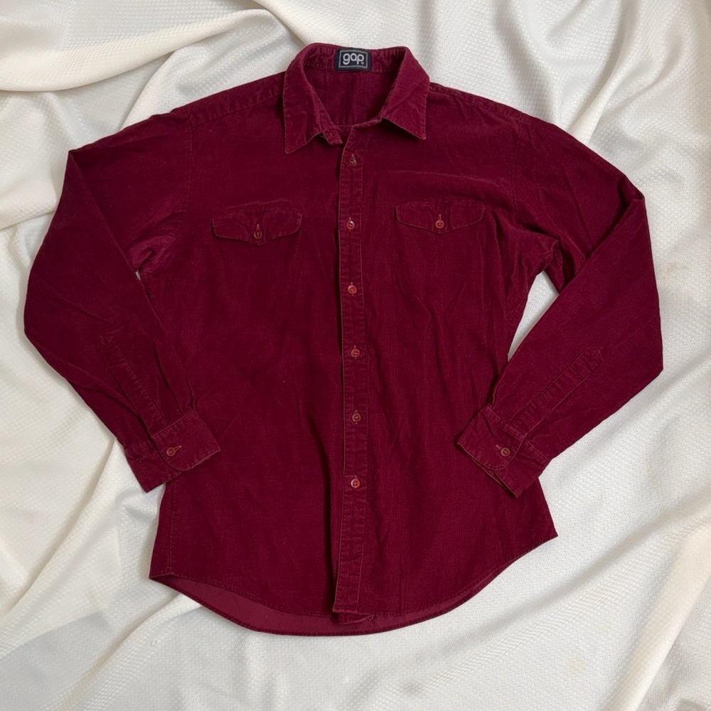 Vintage 1970s GAP Corduroy Red Heritage Workwear Button Down Men’s Small